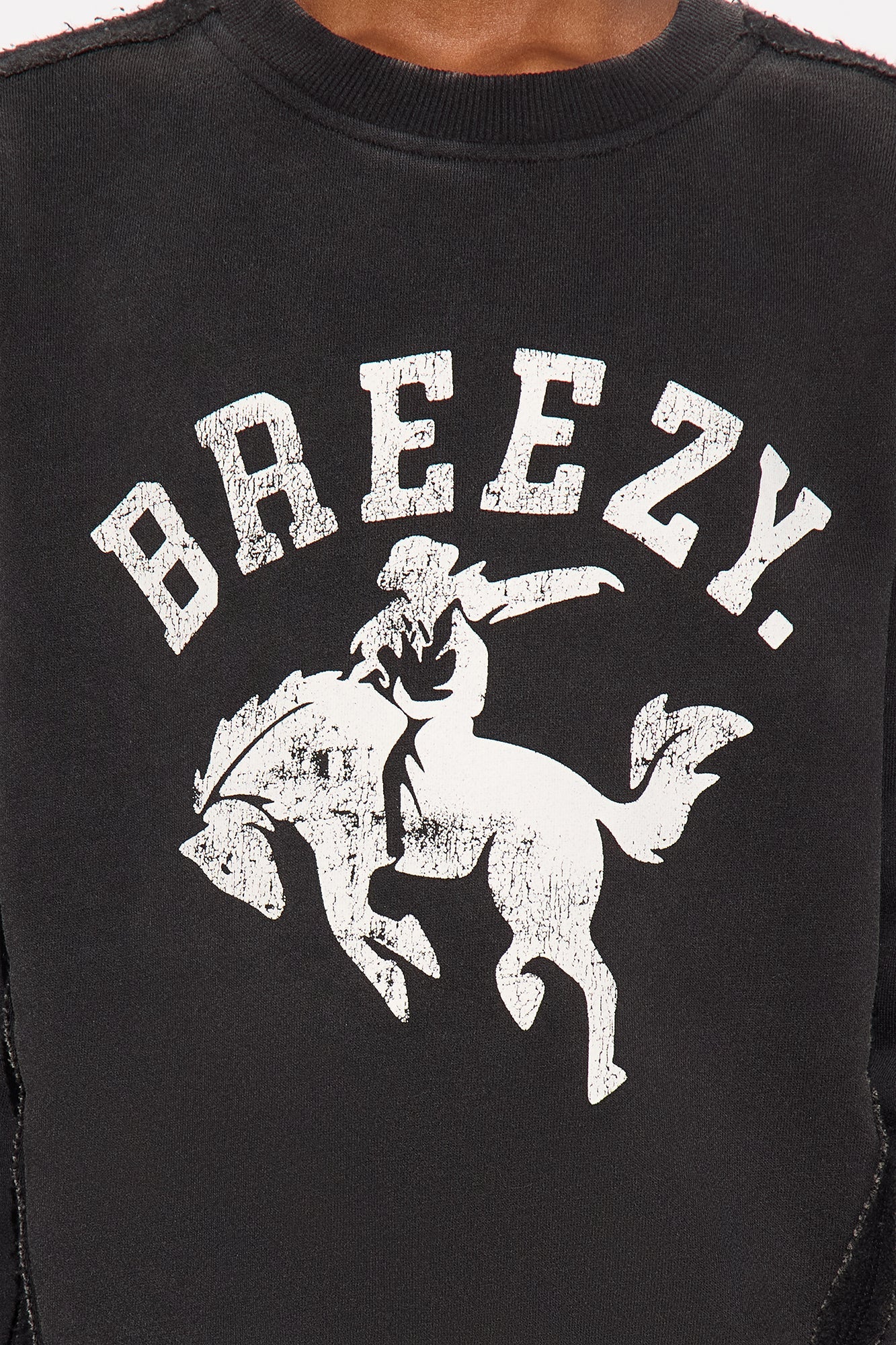 Mini Tyson Breezy Exposed Seams Crewneck Sweatshirt - Black Wash