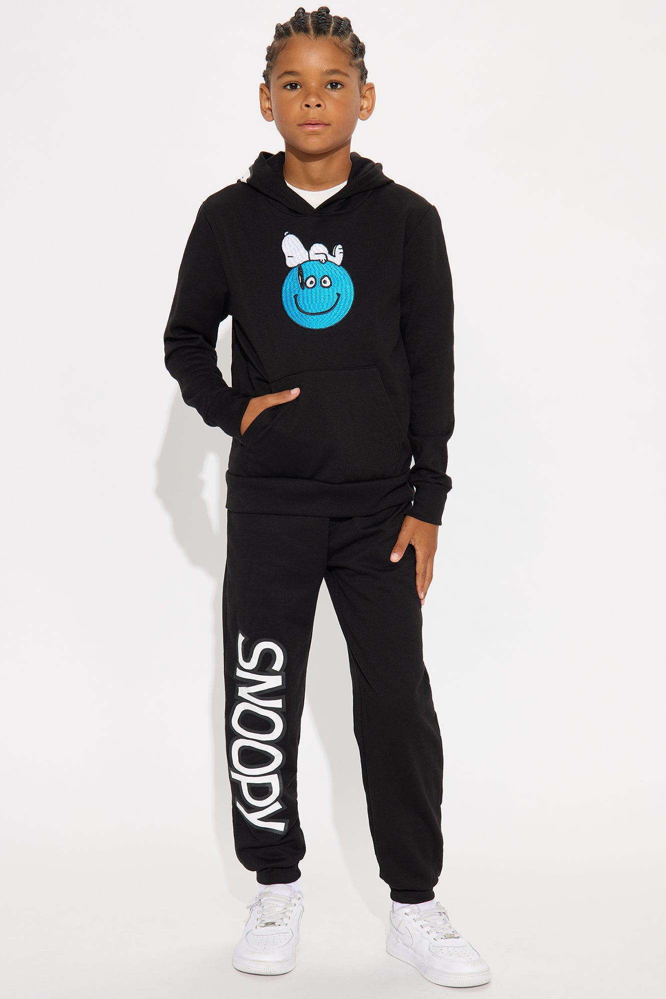 Mini Snoopy Hoodie And Jogger Pant Set - Black