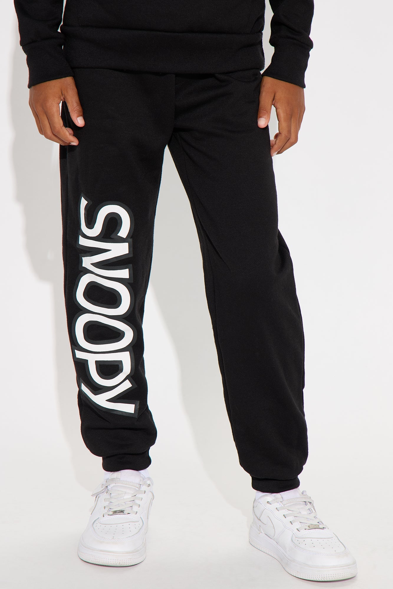 Mini Snoopy Hoodie And Jogger Pant Set - Black