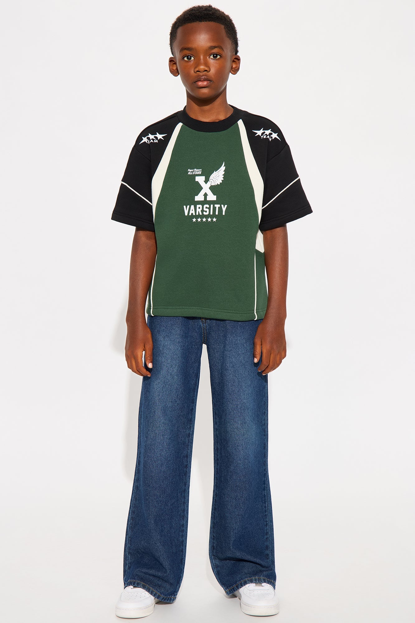 Mini Tyson Oversized X Varsity Short Sleeve Tee - Green/combo