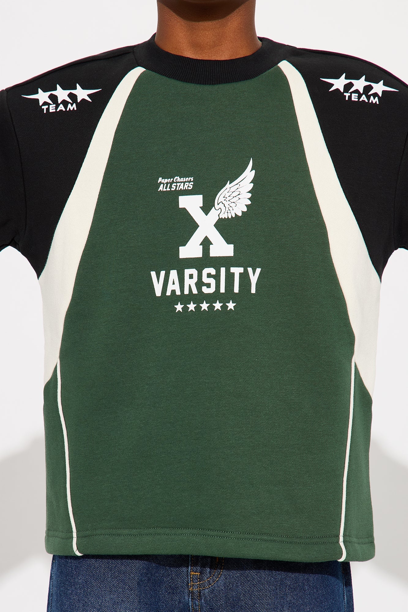Mini Tyson Oversized X Varsity Short Sleeve Tee - Green/combo