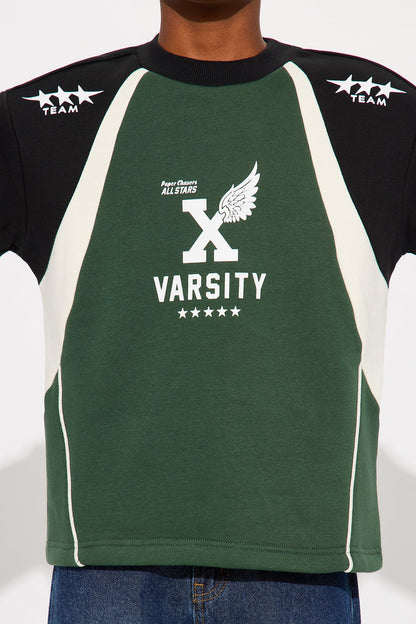 Mini Tyson Oversized X Varsity Short Sleeve Tee - Green/combo