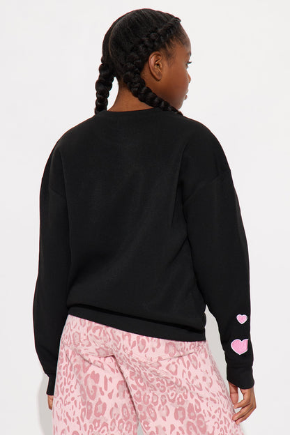 Mini Delulu Crew Neck Sweatshirt - Black