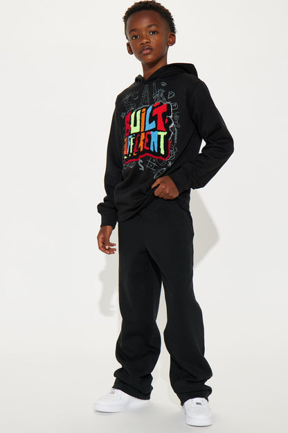 Mini Built Different Patch Fleece Hoodie - Black