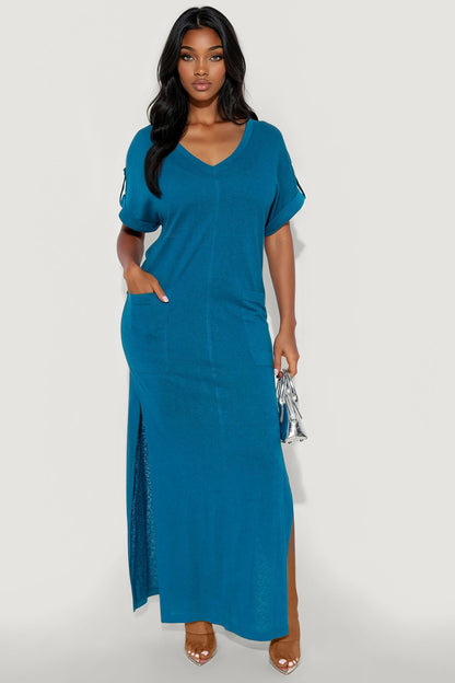 Unbothered 2 Piece Maxi Dress Set - Teal
