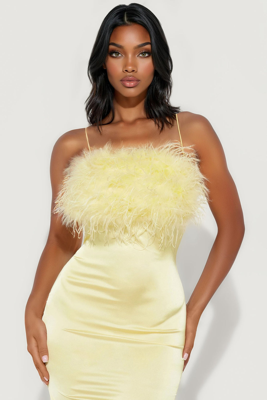 Charline Satin Maxi Dress - Yellow