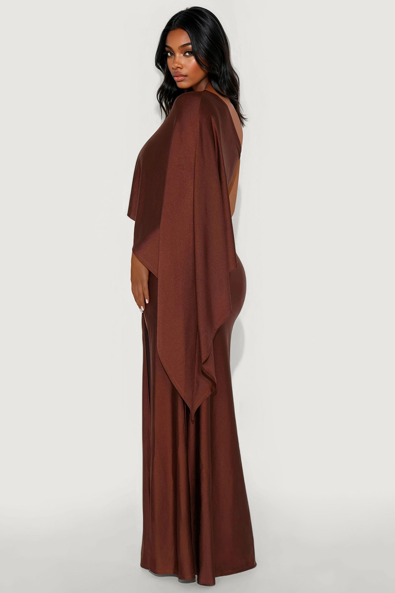 Classic Mayhem Draped Maxi Dress - Chocolate