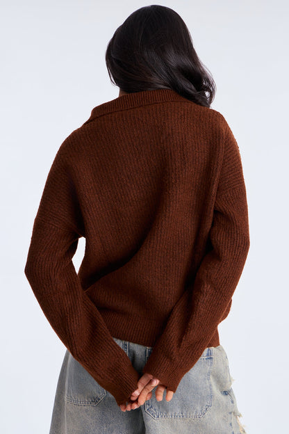 Ollie Polo Sweater - Brown