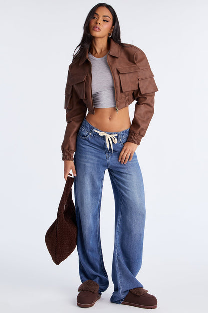 Tall Bon Voyage Drapey Soft Wide Leg Jeans - Dark Wash