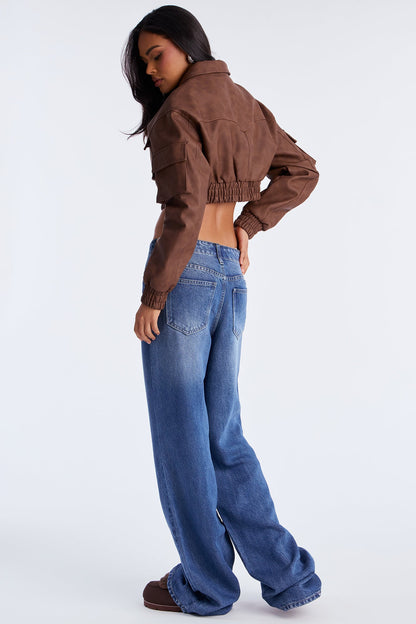 Tall Bon Voyage Drapey Soft Wide Leg Jeans - Dark Wash