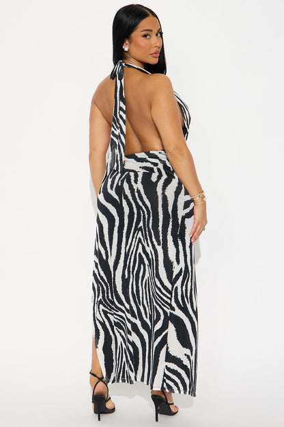 Wild Logic Halter Maxi Dress - Black/White