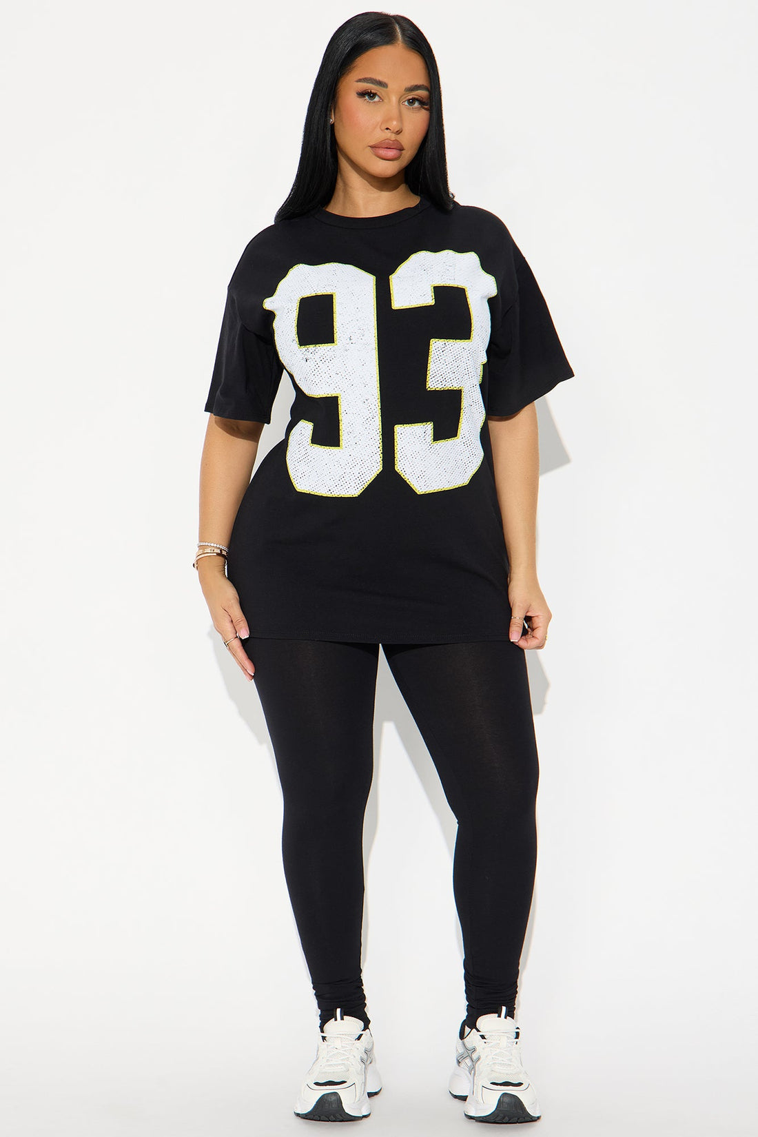 93 Sporty Vibe Graphic Pant Set - Black