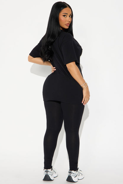 93 Sporty Vibe Graphic Pant Set - Black