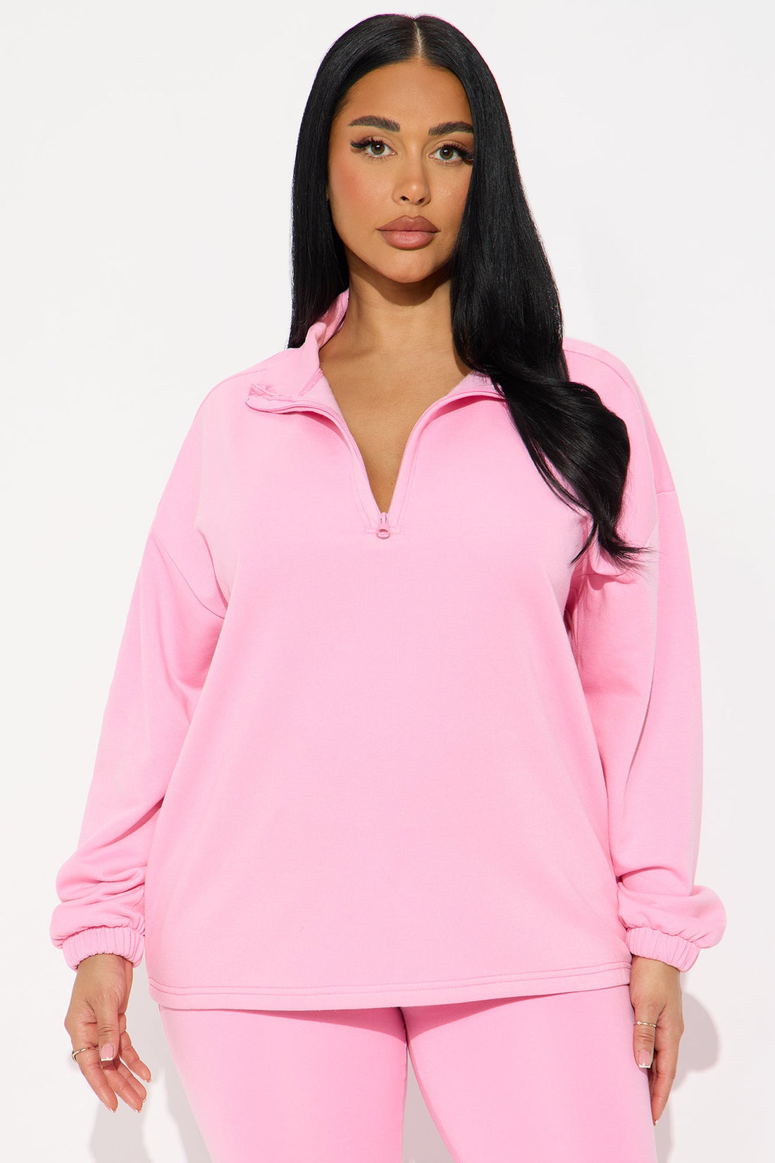 Beverly Quarter Zip Fleece Pant Set - Pink