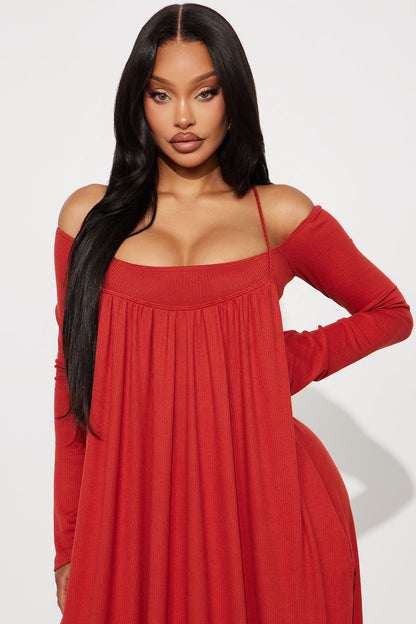 Between Us Maxi Dress Set - Rust