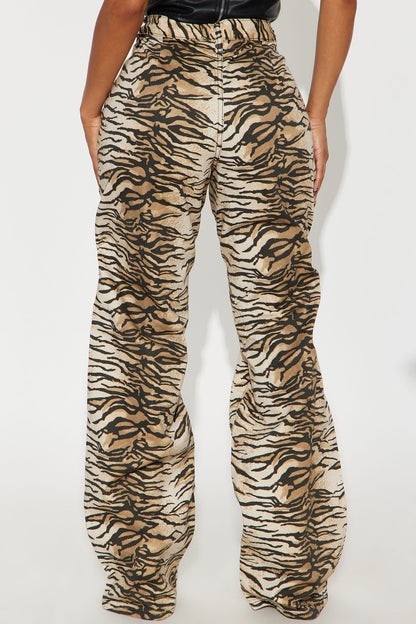 Tall Fierce And Feisty Printed Wide Leg Jeans - Brown/combo
