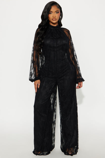 Maya Lace Wide Leg Jumpsuit - Black