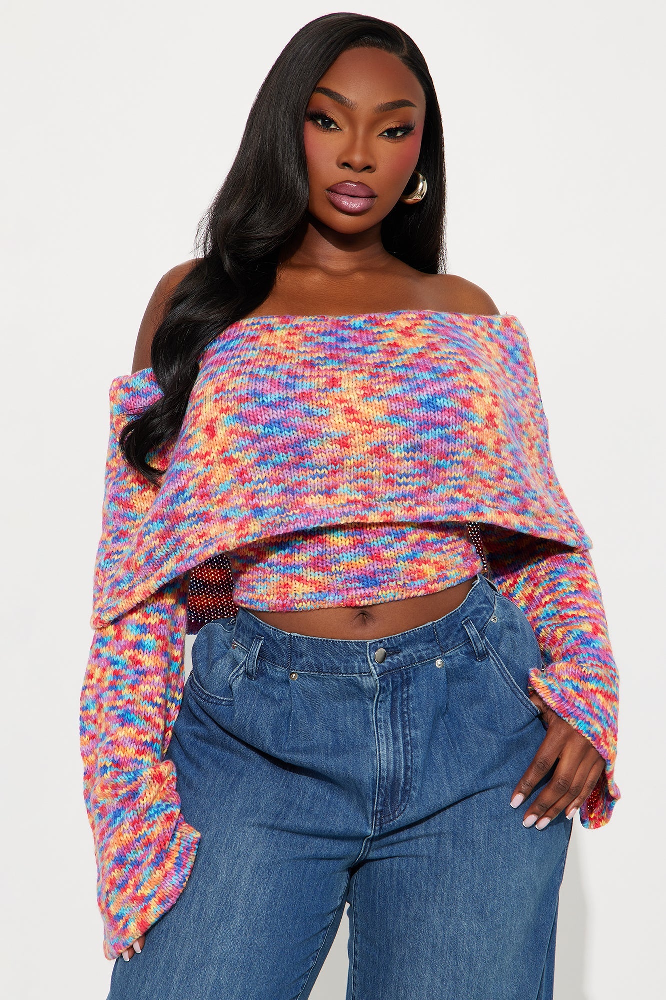Rainbow Energy Colorblock Sweater Top - Multi Color