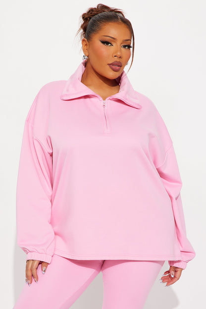 Beverly Quarter Zip Fleece Pant Set - Pink