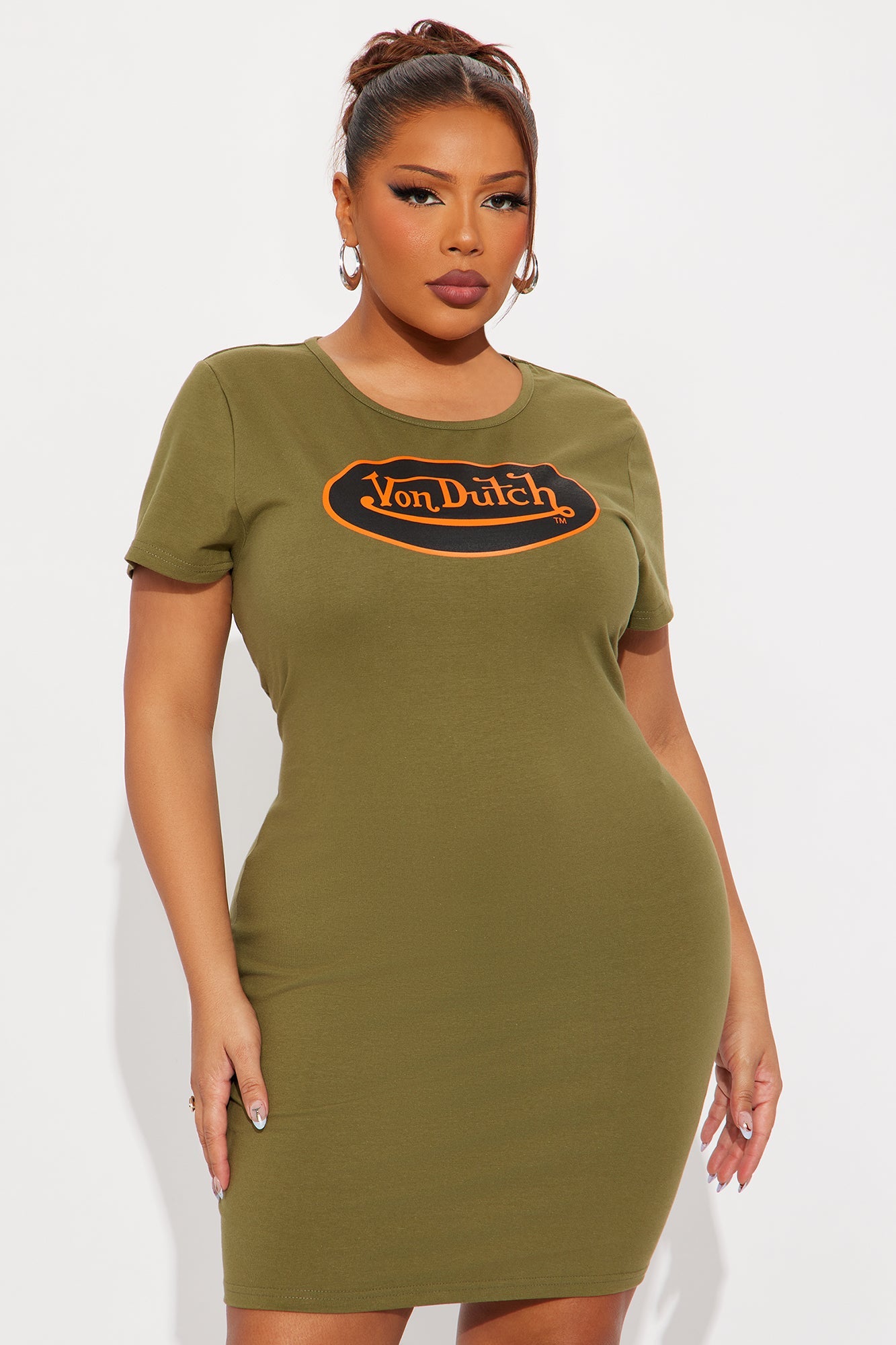 Von Dutch Patch Mini Dress - Olive