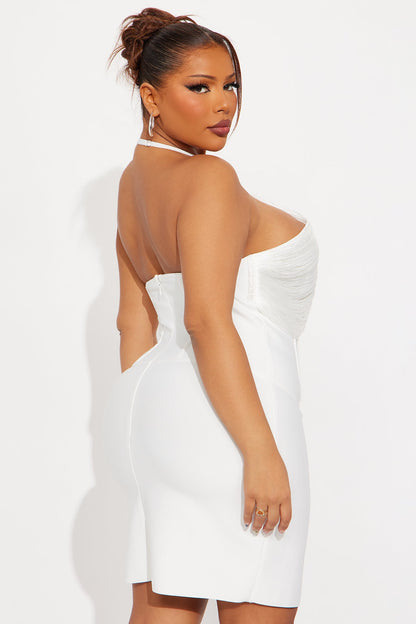 Bebe Fringe Corset Mini Dress - Ivory