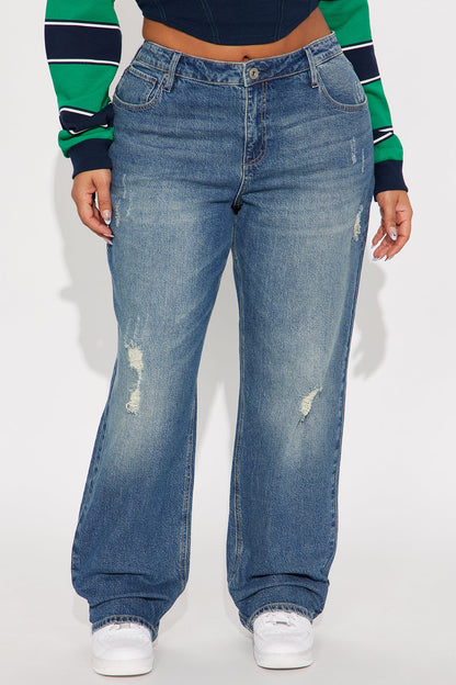 Lana Low Rise Straight Leg Jeans - Dark Wash