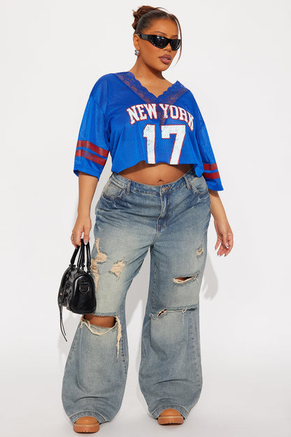 Sunset Avenue Ripped Wide Leg Jeans - Vintage Wash