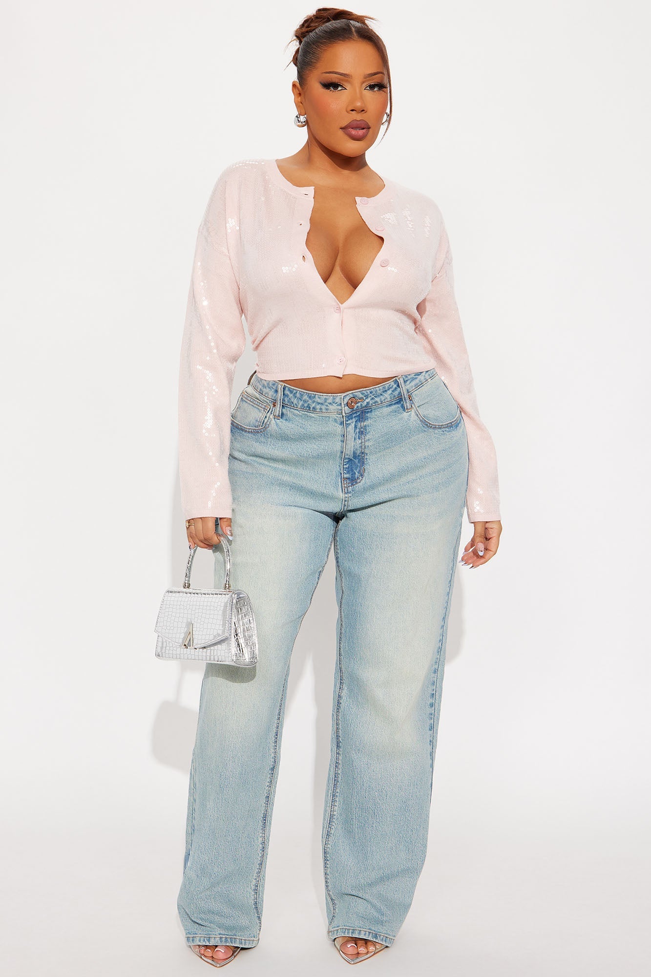 Star Queen Sequin Cardigan - Blush