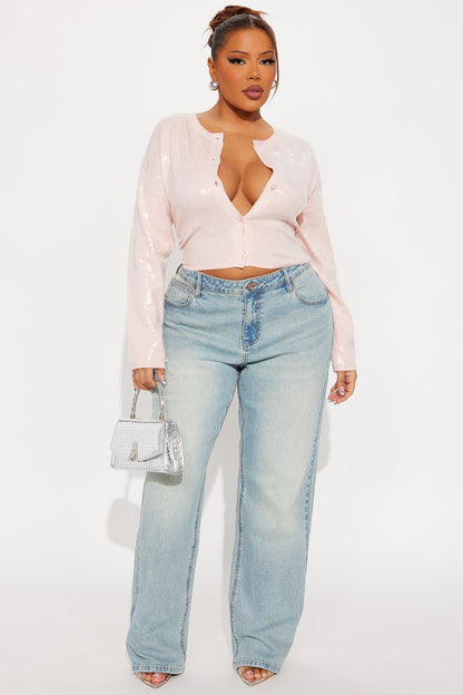 Star Queen Sequin Cardigan - Blush