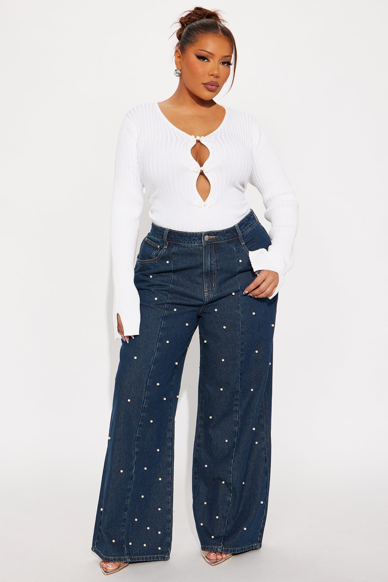 Dare To Dream Applique Sweater Top - White