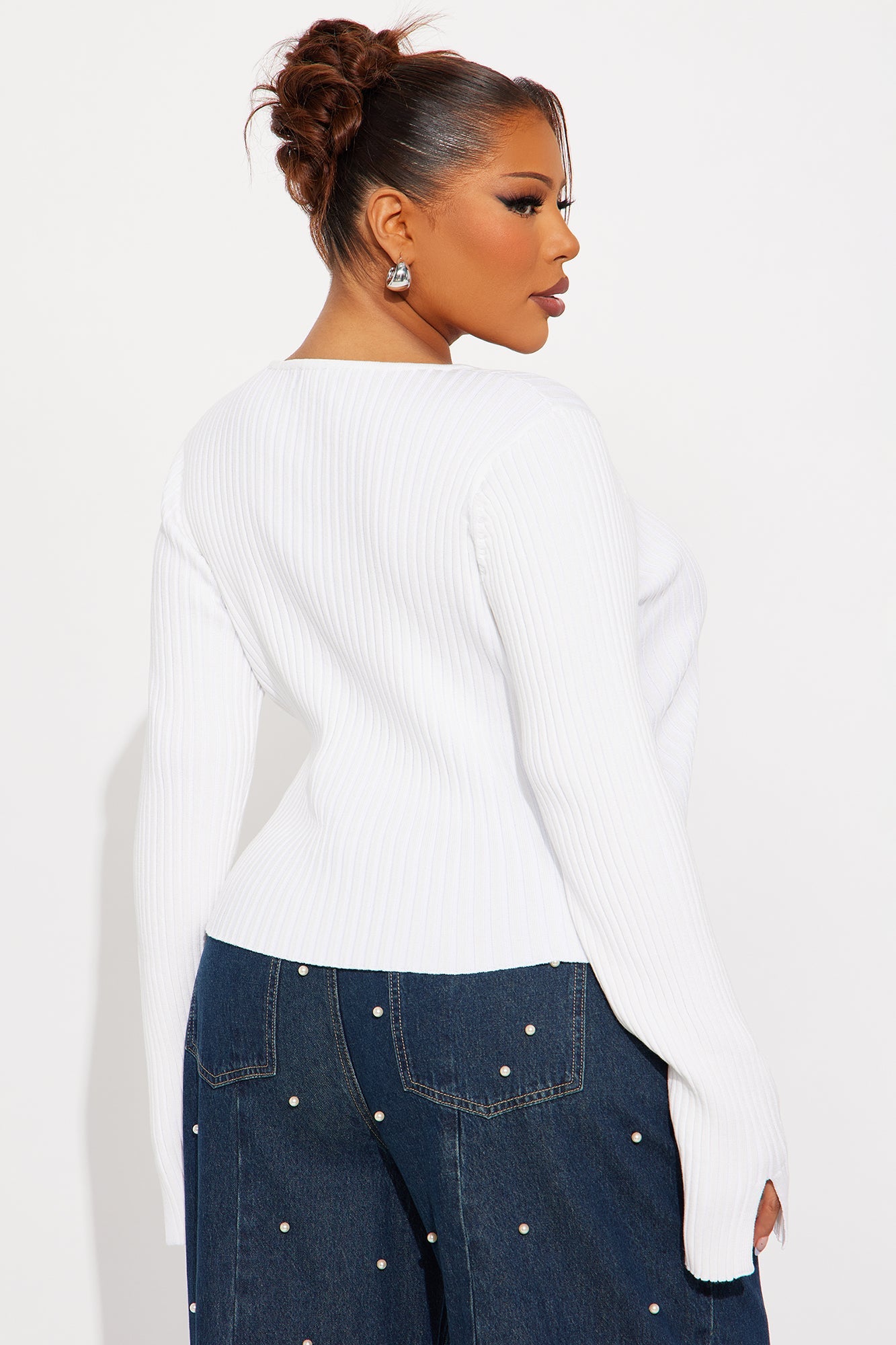 Dare To Dream Applique Sweater Top - White
