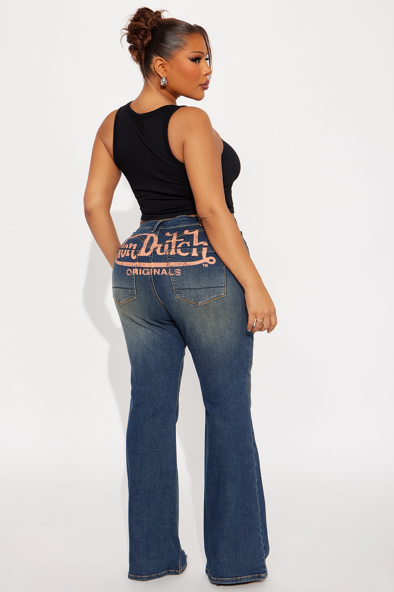 Von Dutch Tint Low Rise Flare Jeans - Dark Wash