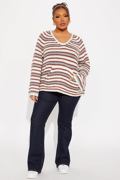Minding My Own Striped Sweater - Cream/combo