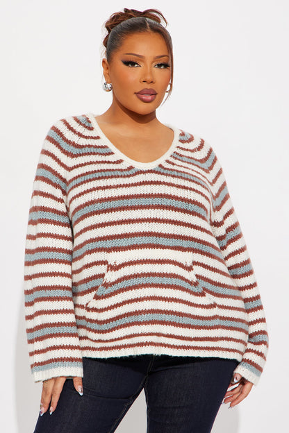 Minding My Own Striped Sweater - Cream/combo