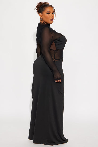 Eyes On Me Mesh Long Sleeve Jumpsuit - Black