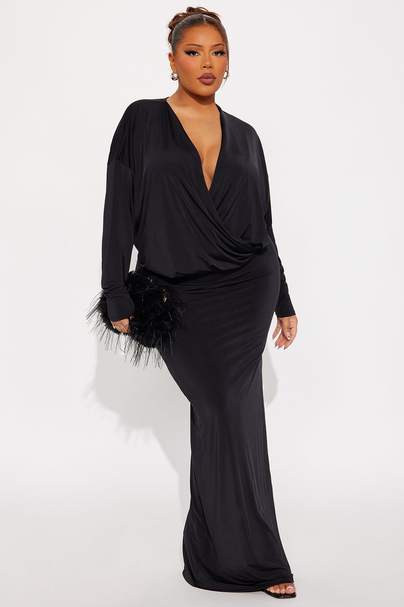 Best At It Long Sleeve Maxi Dress - Black