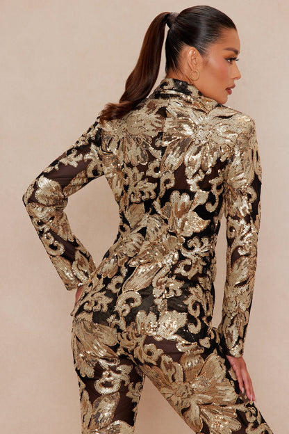Miranda Sequin Blazer - Black/Gold