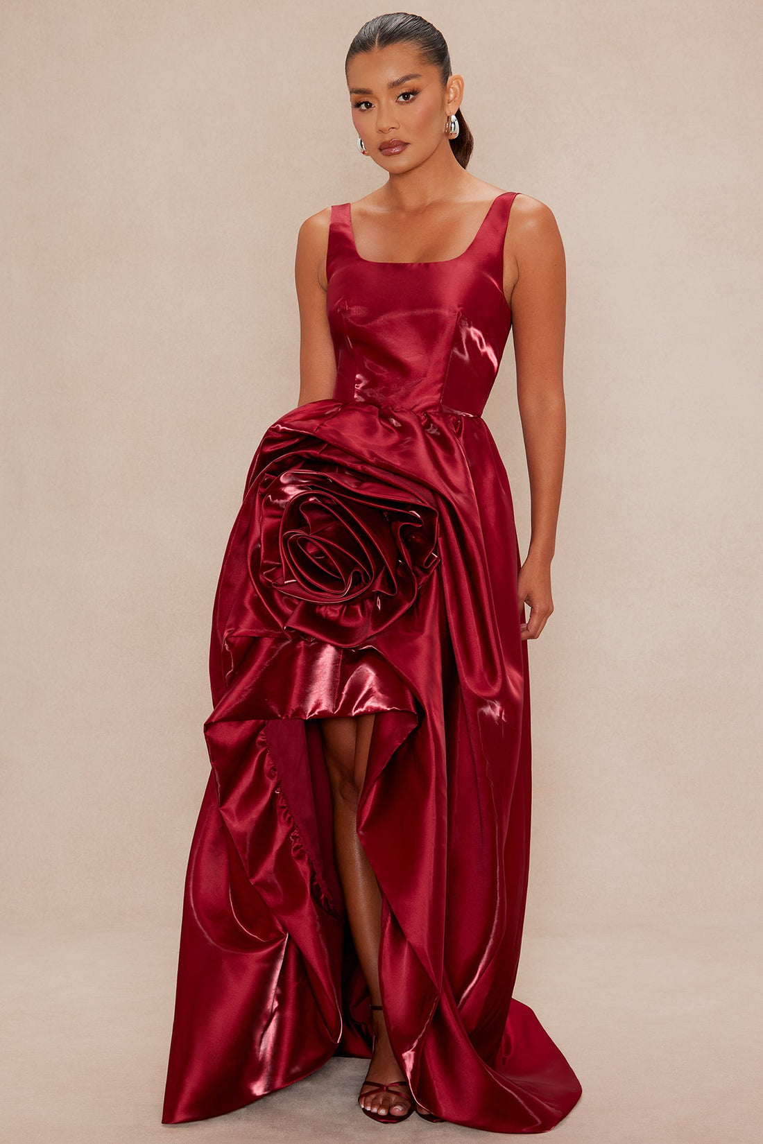 Ravenna Rosette Gown - Burgundy