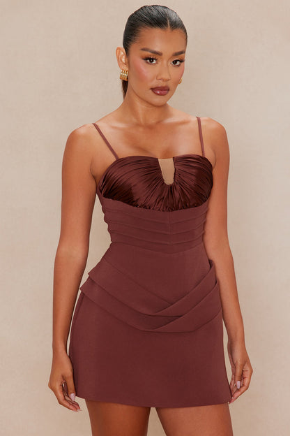 Marnie Pleated Mini Dress - Chocolate