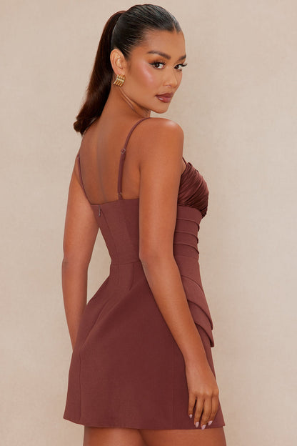 Marnie Pleated Mini Dress - Chocolate