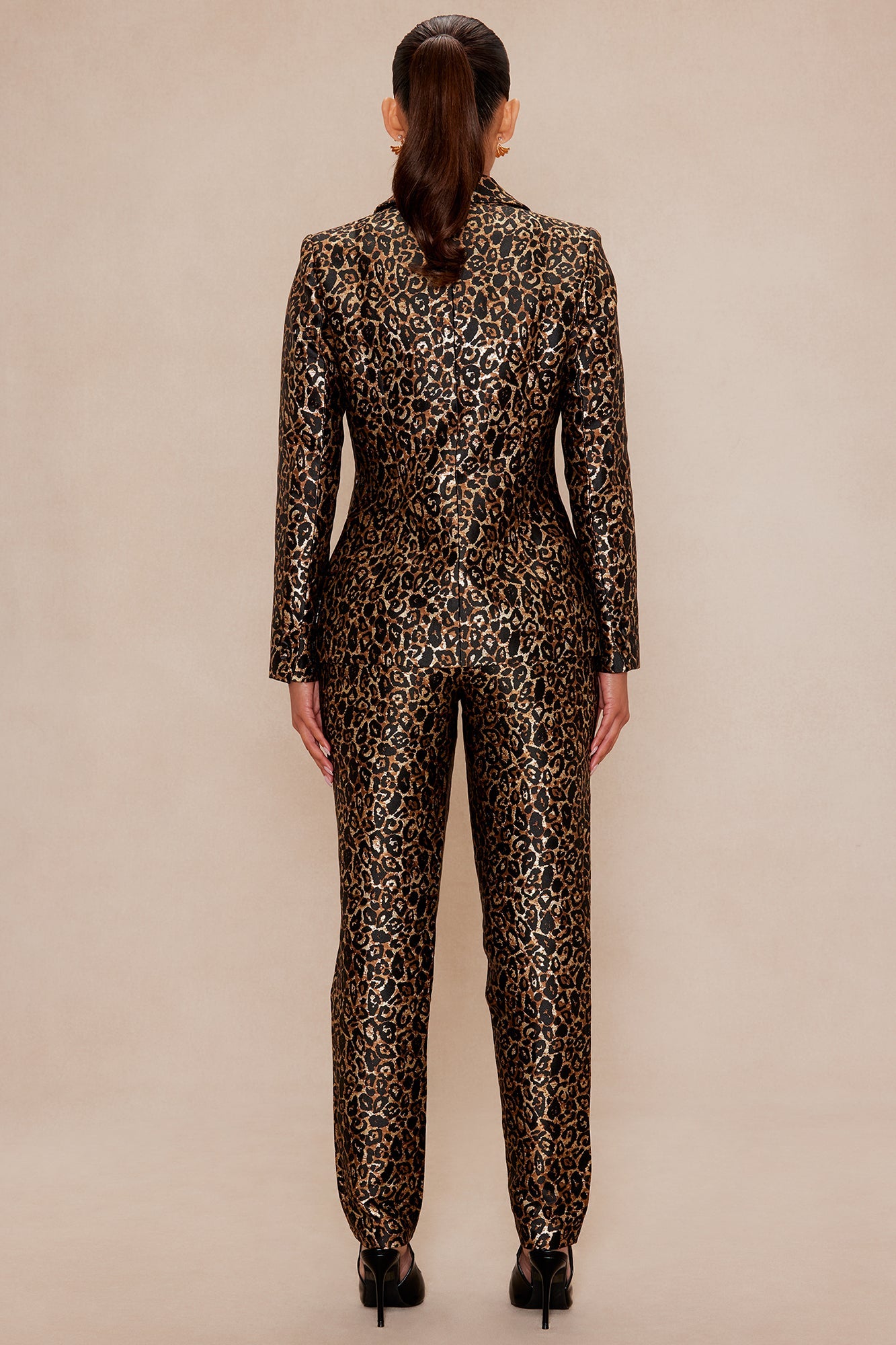 Olivia Jacquard Blazer Pant Set - Gold/Black