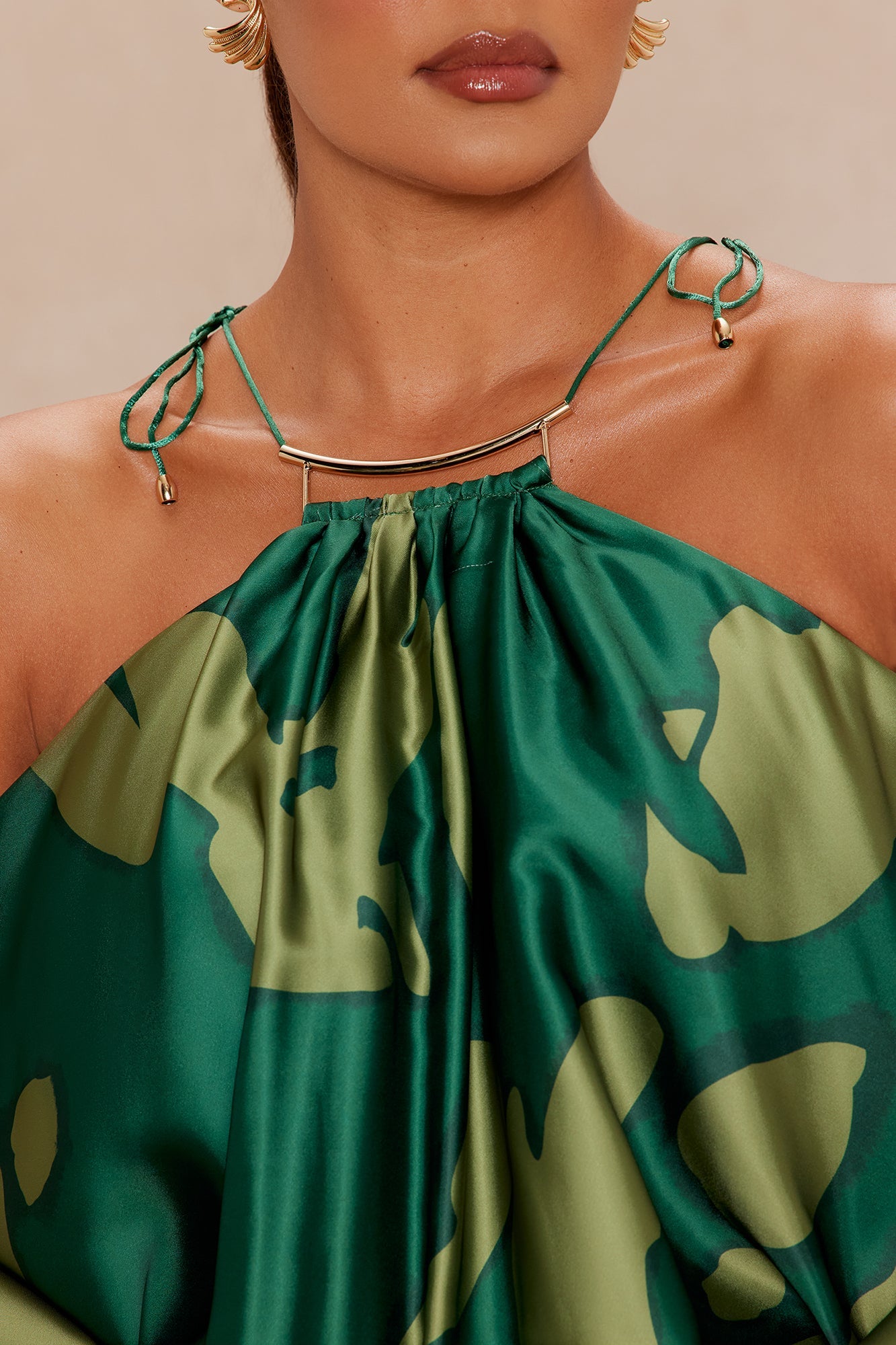 Nikki Satin Maxi Dress - Green/combo