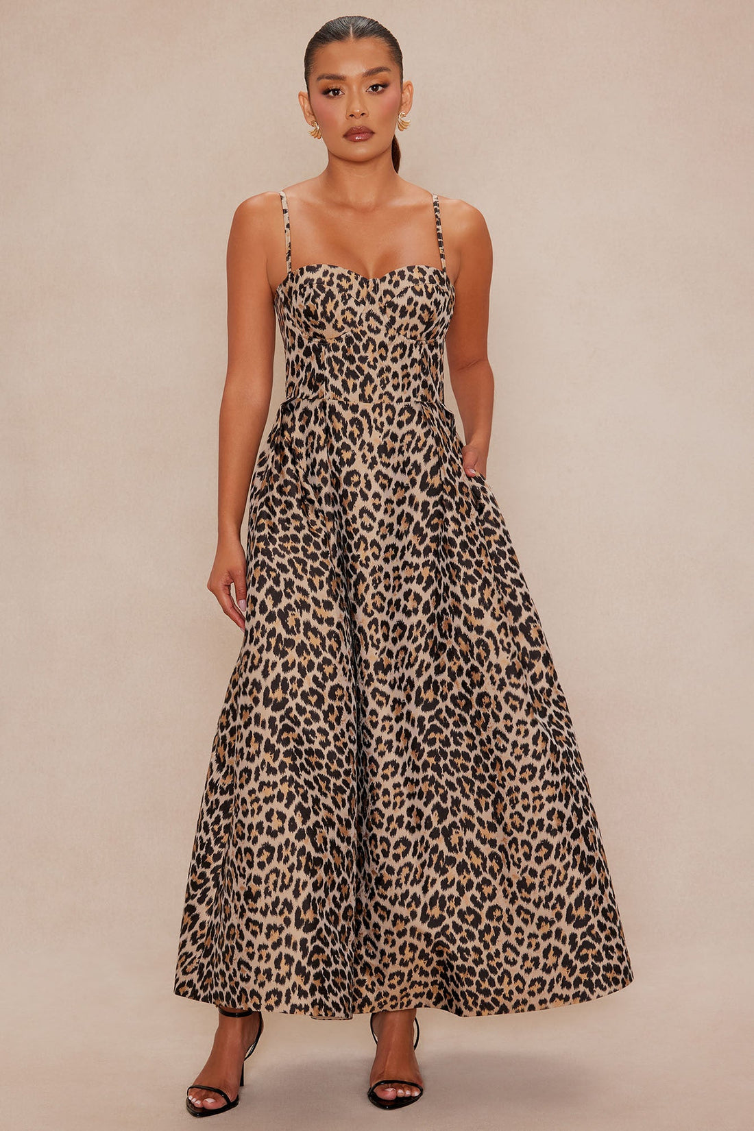 Becca A Line Jacquard Maxi Dress - Taupe/combo
