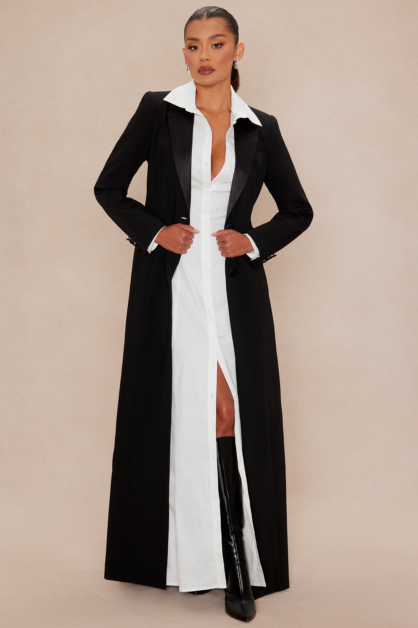 Amelia Blazer 2 Piece Dress Set - Black/White