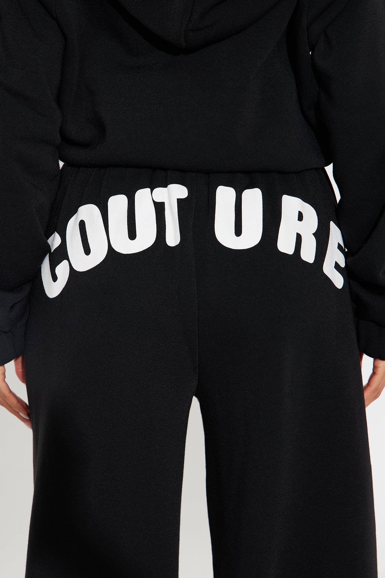 Couture Comfort Zip Up Fleece Pant Set - Black