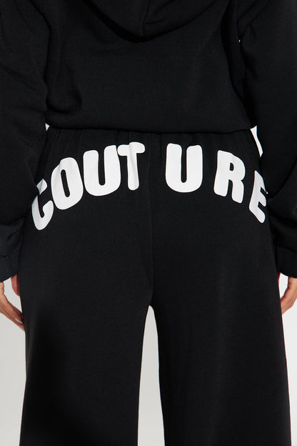 Couture Comfort Zip Up Fleece Pant Set - Black