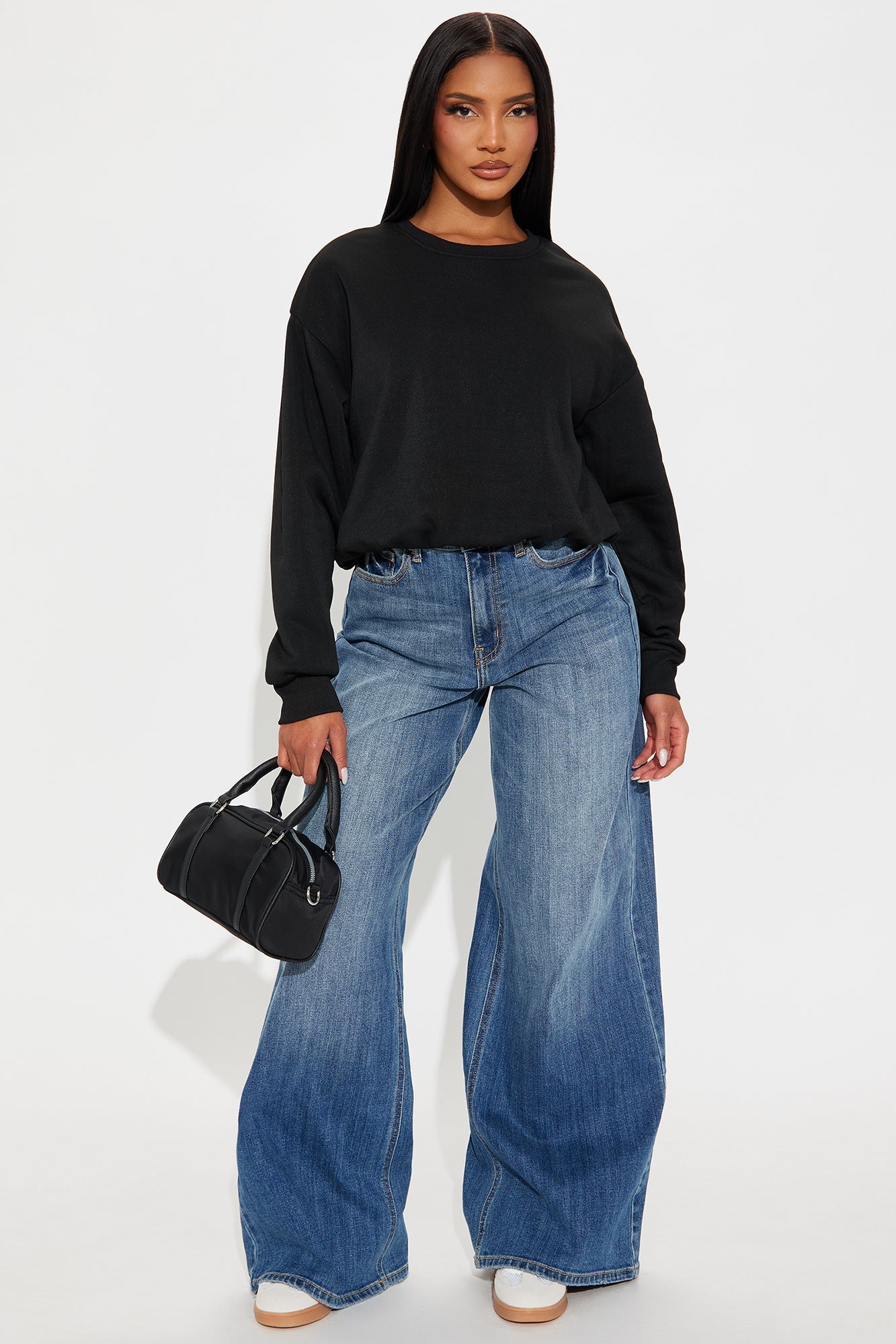 Classic Look Bubble Fleece Sweatshirt - Black