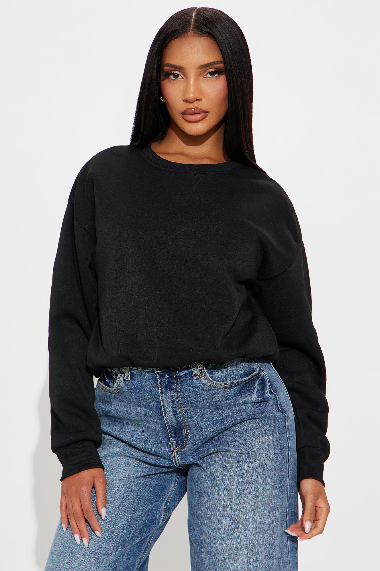 Classic Look Bubble Fleece Sweatshirt - Black