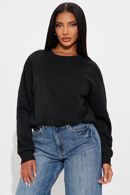 Classic Look Bubble Fleece Sweatshirt - Black