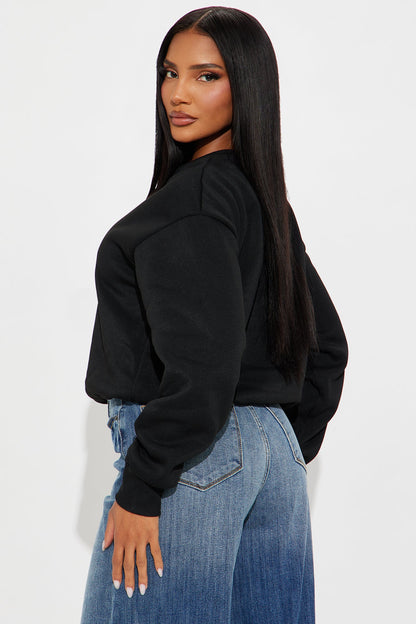 Classic Look Bubble Fleece Sweatshirt - Black